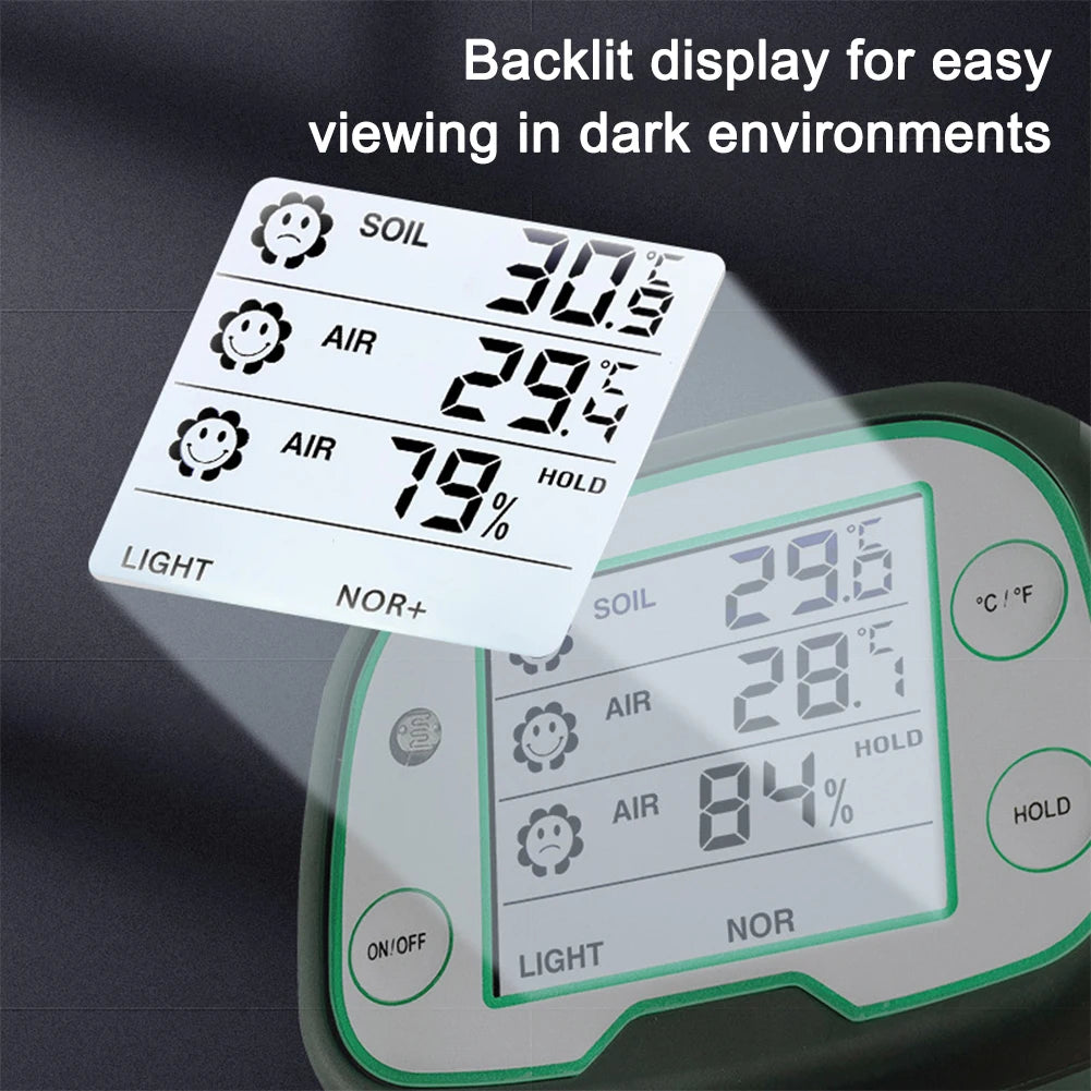 Medidor Digital LCD para SOLO - Luminosidade - Temperatura do ar e do solo - Umidade